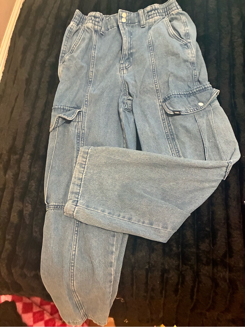 Vans Light Blue Cargo Denim Pants - Casual Utility Style